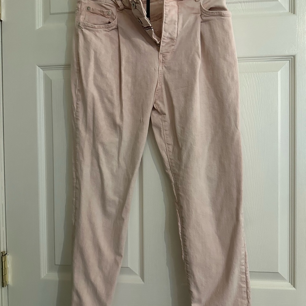 Pilcro and the Letterpress Distressed Straight Leg Pink Jeans